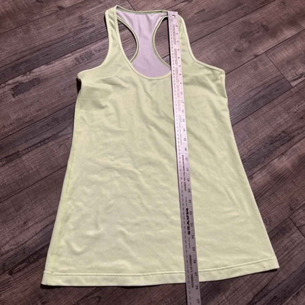Lululemon Razorback Tank Top‎ Sz 8 Neon Green With Polkadots